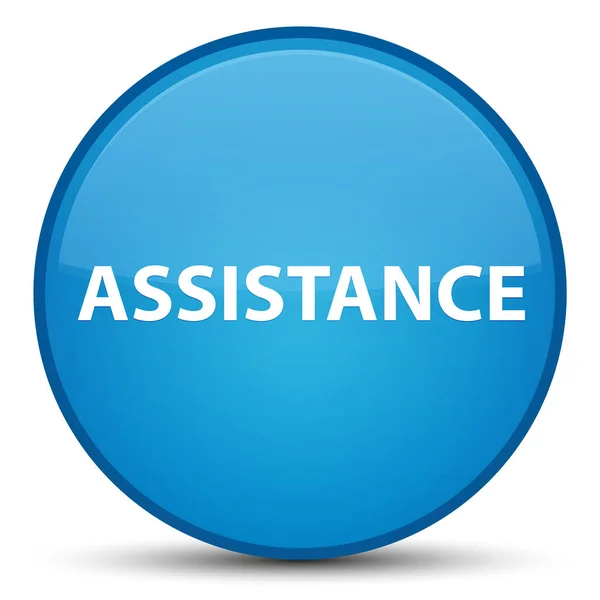 Assistance bouton rond bleu cyan spécial — Photo