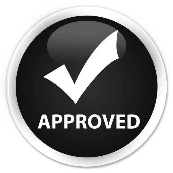 Approved (validate icon) premium black round button — Stock Photo, Image