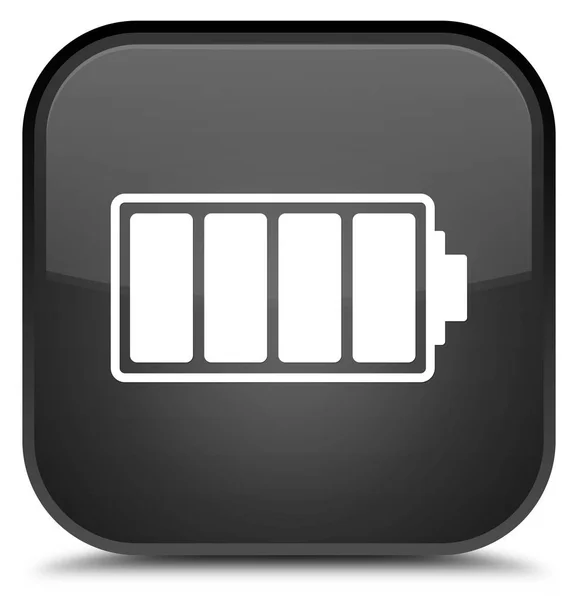Ícone da bateria botão quadrado preto especial — Fotografia de Stock