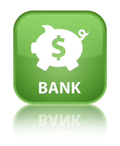 Banco (signo de dólar caja de cerdito) botón cuadrado verde suave especial —  Fotos de Stock