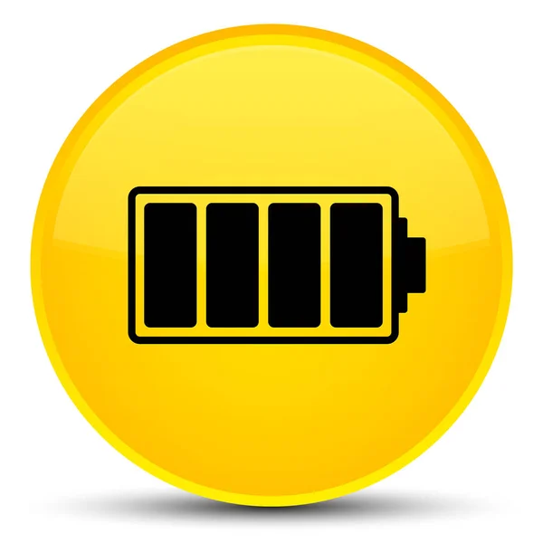 电池图标特殊黄色圆形按钮 — 图库照片
