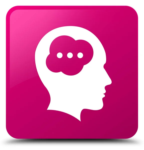 Hjärnan huvud ikonen rosa fyrkantig knapp — Stockfoto