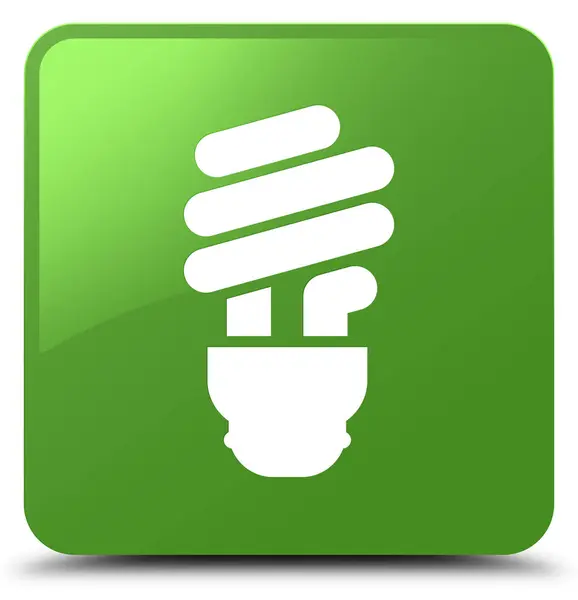 灯泡图标软绿色方形按钮 — 图库照片