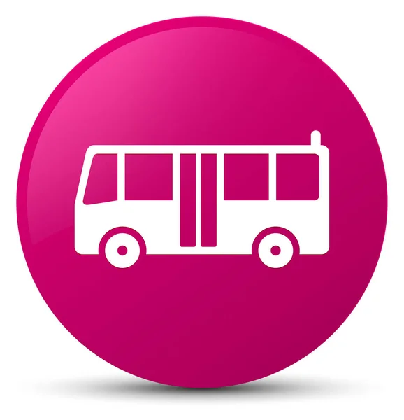 Bus icono rosa botón redondo — Foto de Stock