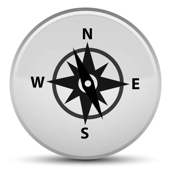 Speciální bílé kulaté tlačítko ikonu kompasu — Stock fotografie