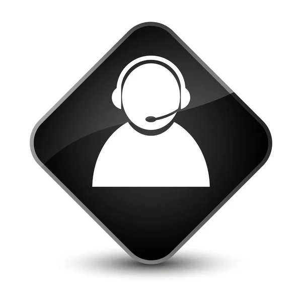 Customer care icon elegant black diamond button — Stock Photo, Image