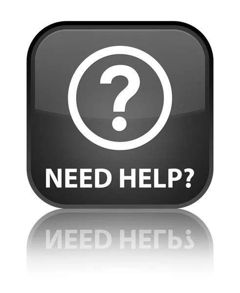 Need help (question icon) special black square button — Stock Photo, Image