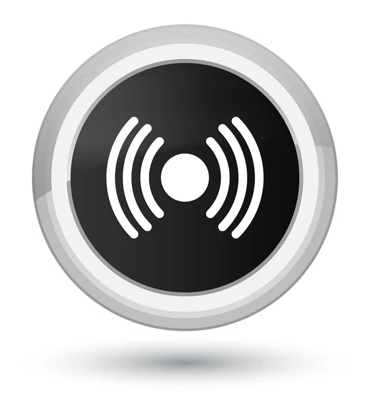Ícone de sinal de rede botão redondo preto primo — Fotografia de Stock