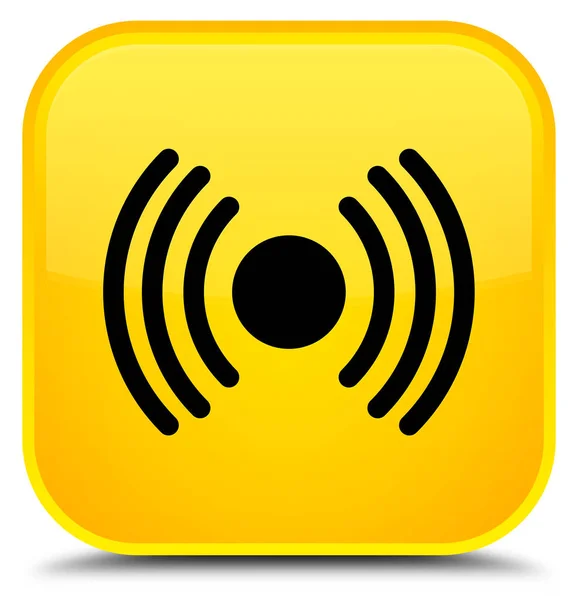 Ağ sinyali kutsal kişilerin resmi özel sarı kare düğme — Stok fotoğraf