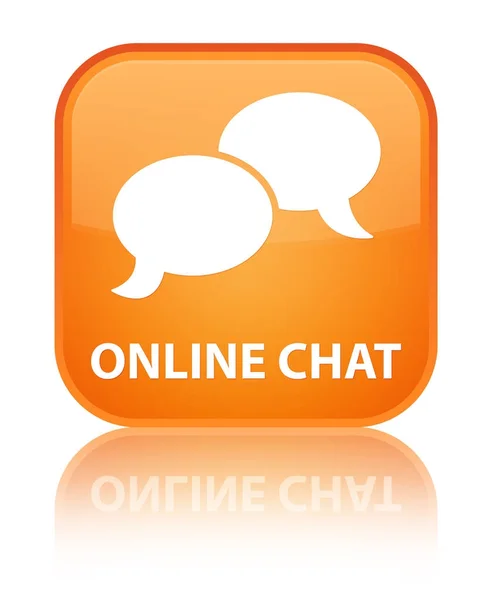Online chat: speciale oranje vierkante knop — Stockfoto