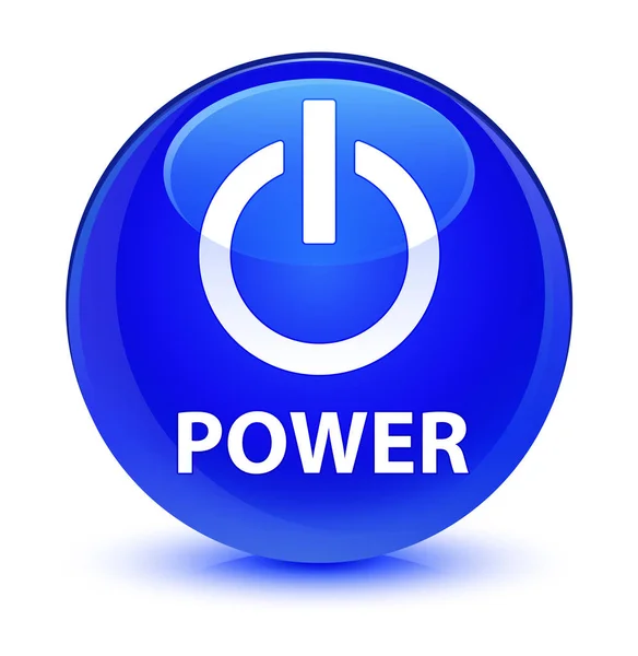 Power glassy blue round button — Stock Photo, Image