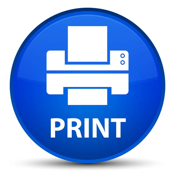 Imprimir (ícone de impressora) botão redondo azul especial — Fotografia de Stock