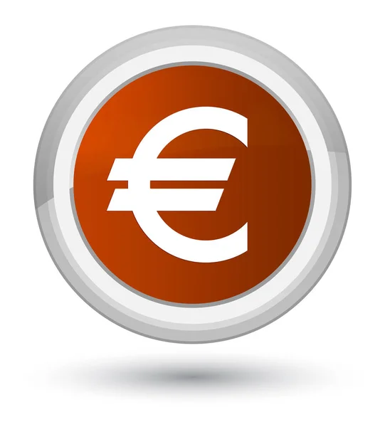 Euro signe icône prime brun bouton rond — Photo