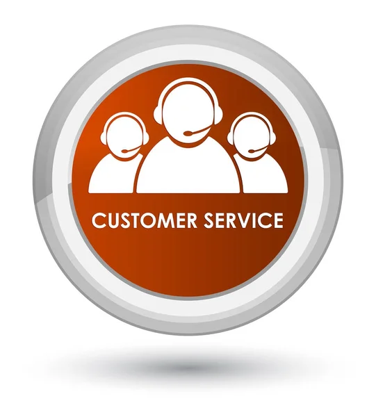 Atendimento ao cliente (ícone de equipe) botão redondo marrom principal — Fotografia de Stock