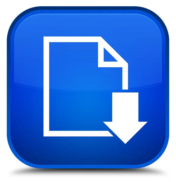 Dokument-Symbol herunterladen spezielle blaue quadratische Taste — Stockfoto