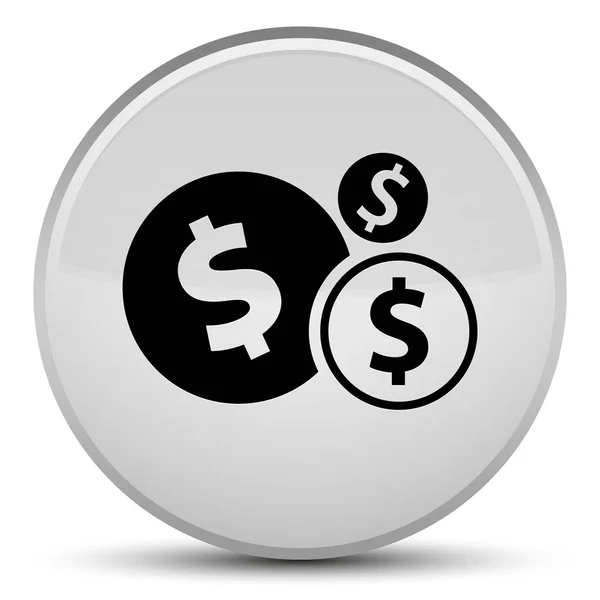 Фінансовий знак долара спеціальна біла кругла кнопка — стокове фото