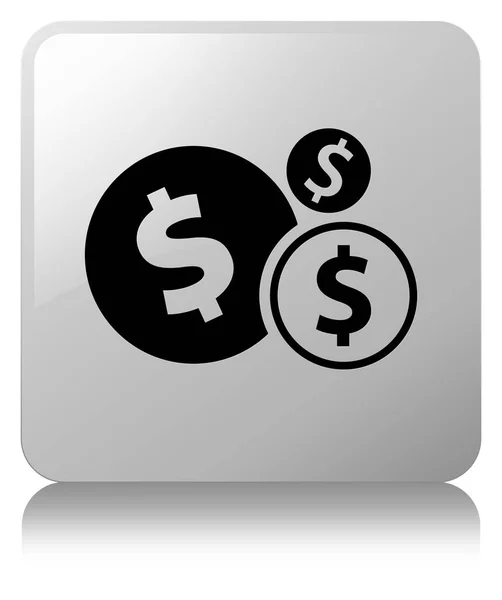 Finances dollar sign icon white square button — Stock Photo, Image
