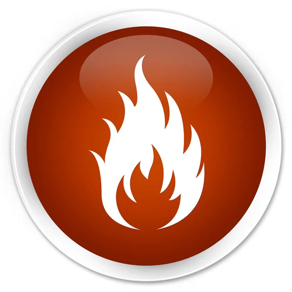 Icône de feu bouton rond brun premium — Photo