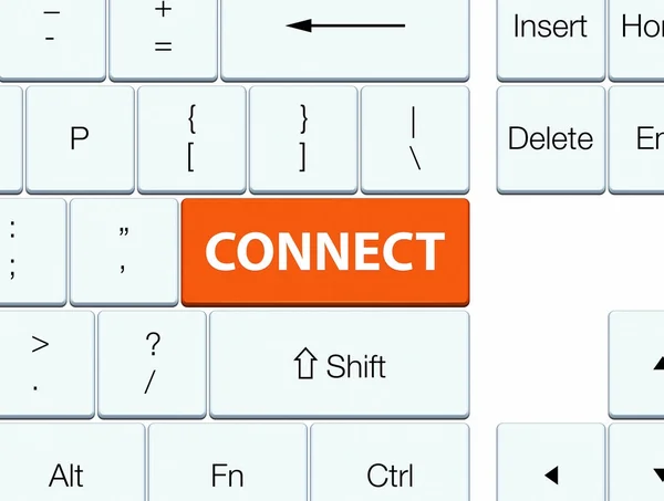 Verbinding maken met oranje toetsenbord knop — Stockfoto