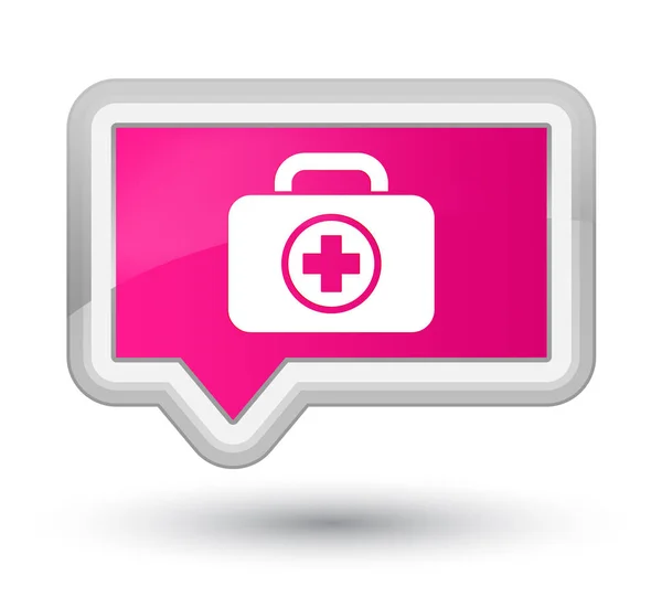 First aid kit prime růžový nápis tlačítko — Stock fotografie