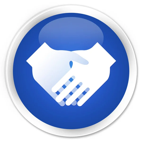 Handshake icon premium blue round button — Stockfoto