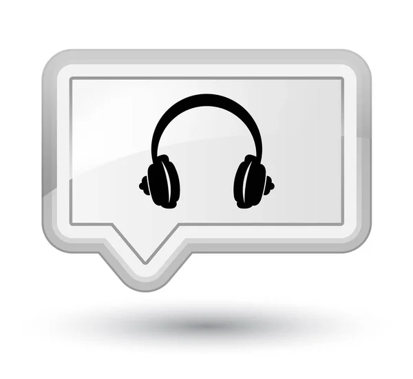 Ikona słuchawki prime przycisk biały sztandar — Zdjęcie stockowe