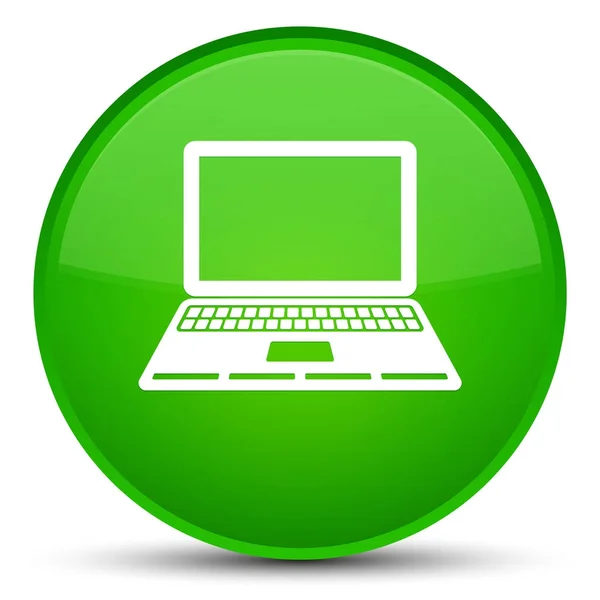 Laptop ikonę specjalne zielony okrągły przycisk — Zdjęcie stockowe