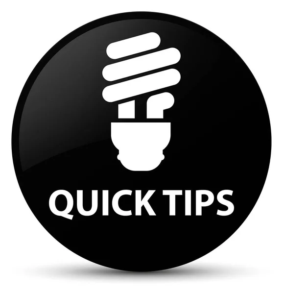 Quick tips (bulb icon) black round button — Stock Photo, Image