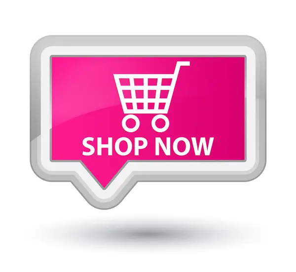 Handla nu prime rosa banner-knapp — Stockfoto