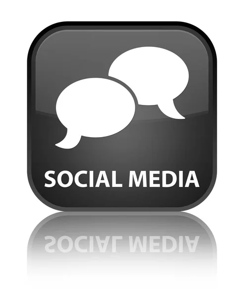 Mídia social (ícone de bolha de bate-papo) botão quadrado preto especial — Fotografia de Stock