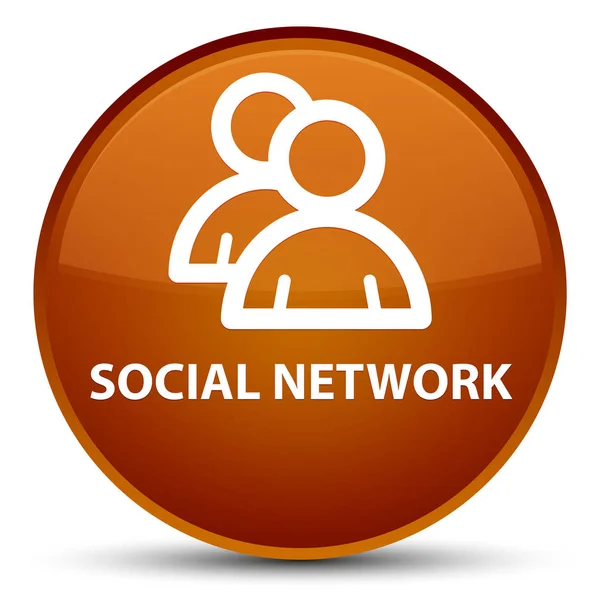 Social network (icona di gruppo) speciale pulsante rotondo marrone — Foto Stock