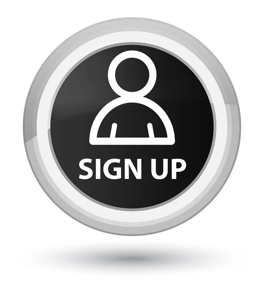 Sign up (member icon) prime black round button — Stock Photo, Image