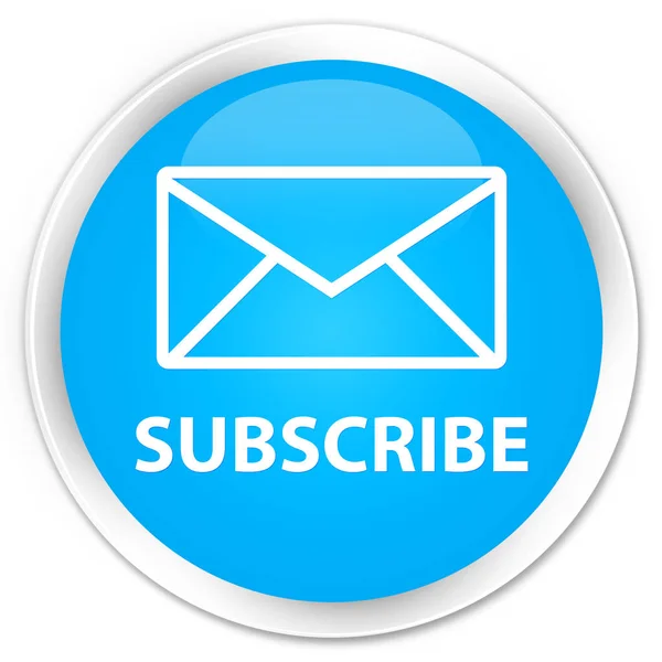Abonnez-vous (icône email) bouton rond bleu cyan premium — Photo