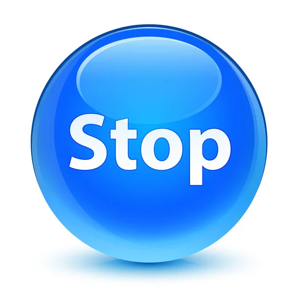 Stop vetro ciano blu pulsante rotondo — Foto Stock