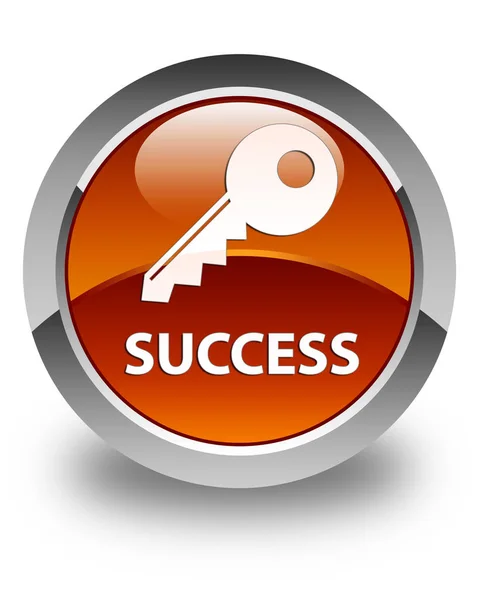 Başarı (anahtar simgesi) parlak kahverengi yuvarlak düğmesi — Stok fotoğraf