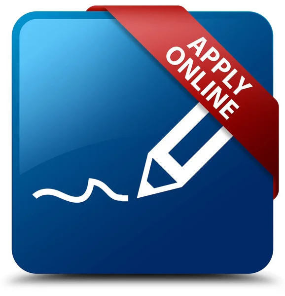 Apply online (edit pen icon) blue square button red ribbon in co