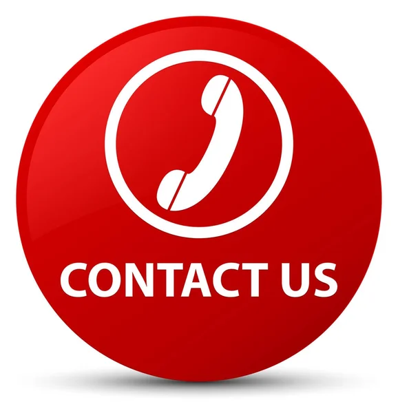 Skontaktuj się z nami (ikonę telefonu) czerwony okrągły przycisk — Zdjęcie stockowe