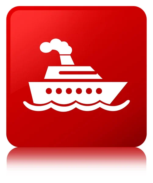 Icône de bateau de croisière bouton carré rouge — Photo