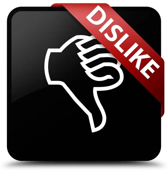 Dislike black square button red ribbon in corner — Stock Photo, Image