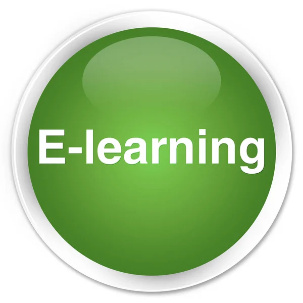 E ラーニング プレミアム ソフト グリーン丸ボタン — ストック写真