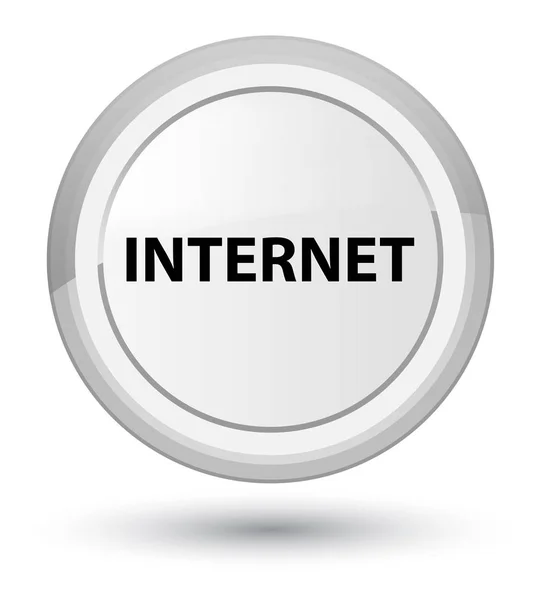 Internet primer botón redondo blanco — Foto de Stock