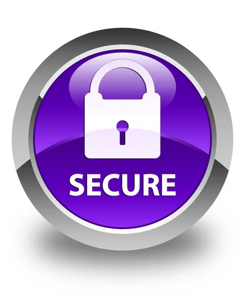 Secure (padlock icon) glossy purple round button — Stock Photo, Image