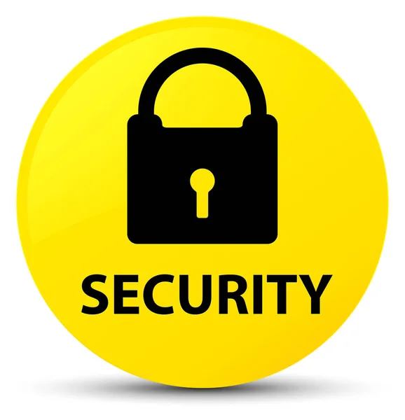 Безпека (піктограма блокування) жовта кругла кнопка — стокове фото