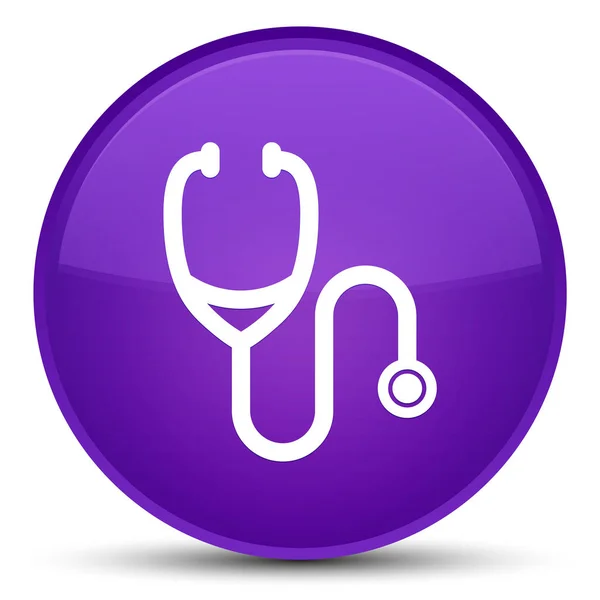 Estetoscopio icono especial púrpura botón redondo —  Fotos de Stock