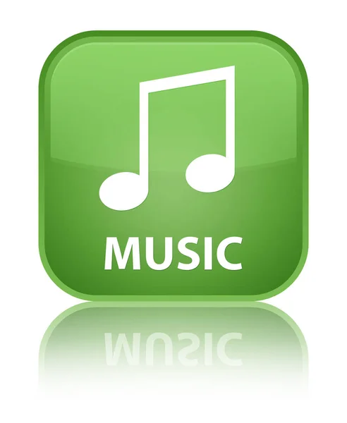 Специальная мягкая зеленая квадратная кнопка для музыки (иконка мелодии) — стоковое фото