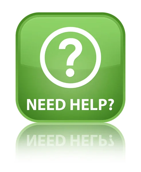 Need help (question icon) special soft green square button — Stock Photo, Image