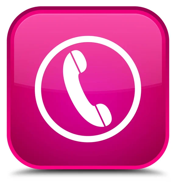 Ειδικό εικονίδιο τηλεφώνου ροζ τετράγωνο κουμπί — Φωτογραφία Αρχείου