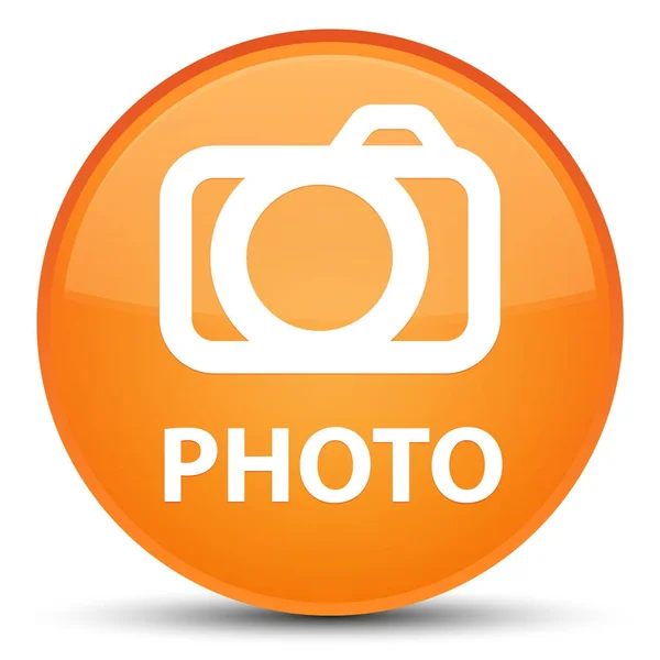 Foto (icono de la cámara) botón redondo naranja especial — Foto de Stock