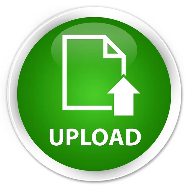Ladda upp (dokumentikonen) premium gröna runda knappen — Stockfoto