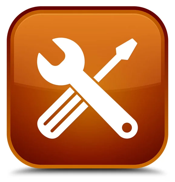 Tools icon special brown square button — Stock Photo, Image
